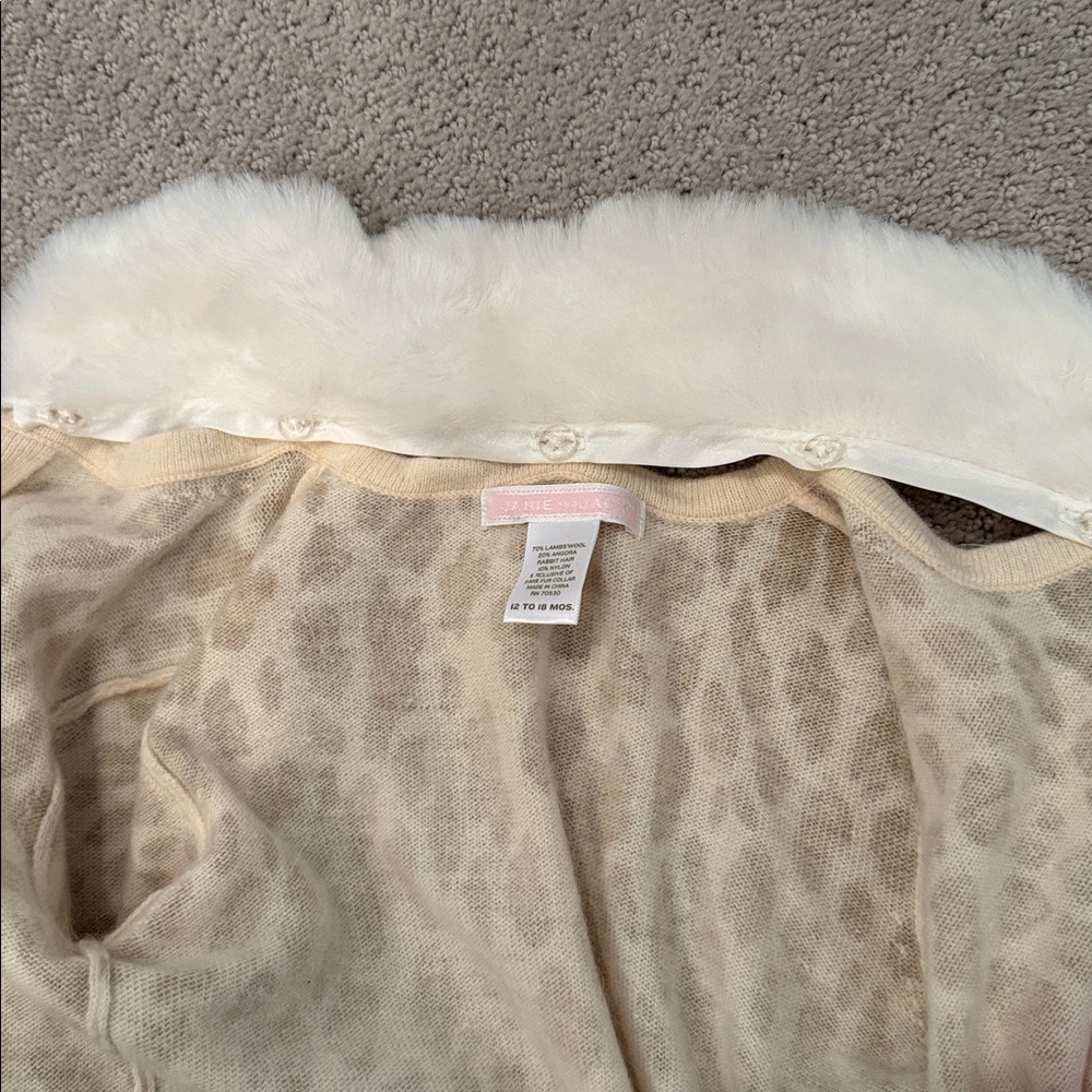 Janie and Jack Tan Leopard Print Velvet dress & matching Faux Fur cardigan - Picture 6 of 6